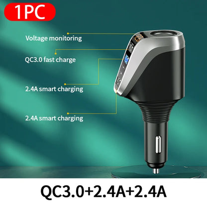 BLALION 180W USB Car Charger Super Fast Charging QC3.0 PD 66W Quick Charge Cigarette Lighter Socket For iPhone Xiaomi Samsung