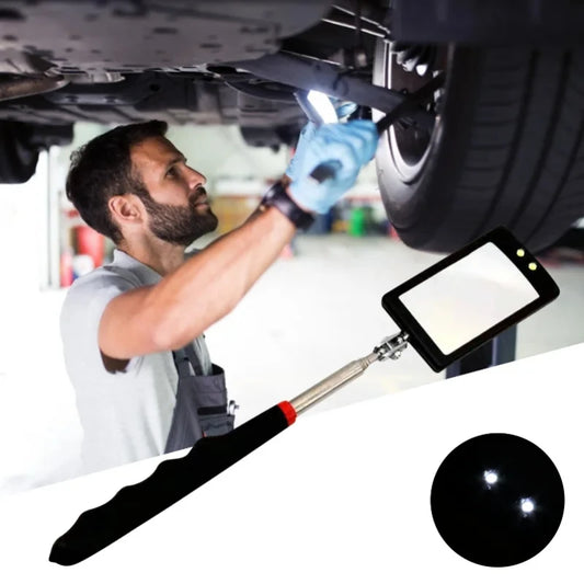 Car 360° Inspection Mirror LED Light Telescoping Mirrors Extend Mechanic Tools Inspection Mirror Telescopic Handle Repairing Too