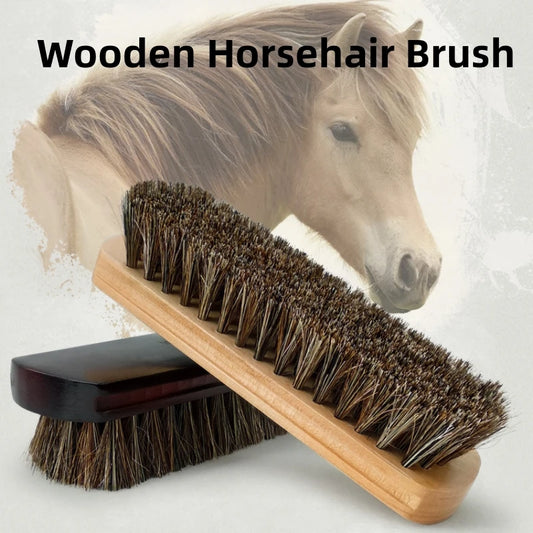 Genuine Horsehair Wooden Brush Car Detailing Polishing Buffing Brush Seat Handle Dashboard Roof Cleaning Premium Car Wash Brush