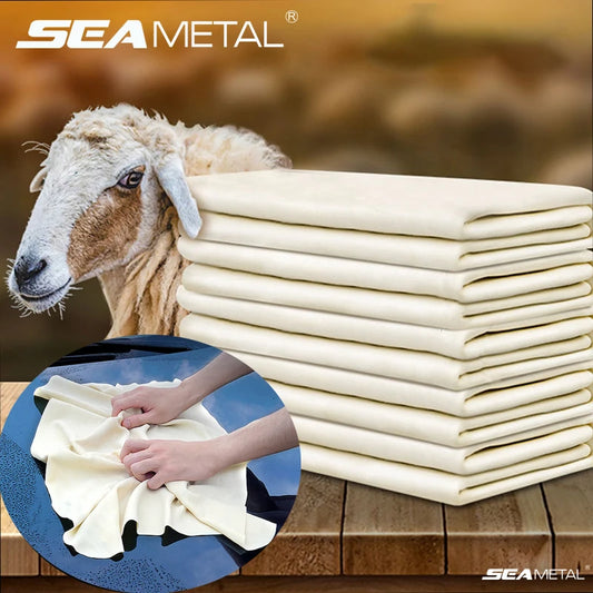 SEAMETAL Car Care Cleaning Towel Natural Sheepskin Quick Drying Cloth Super Absorbent Washing Towels Car Wash Tool Accessories