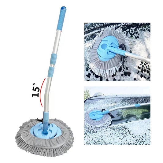 Universal Bend Chenille Car Wash Brush Car Cleaning Brush Telescoping Long Handle Cleaning Mop Chenille Broom Auto Accessories